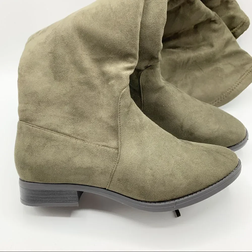 Charlotte Russe Wide Over‎ the Knee Olive Faux Suede Boots 10W